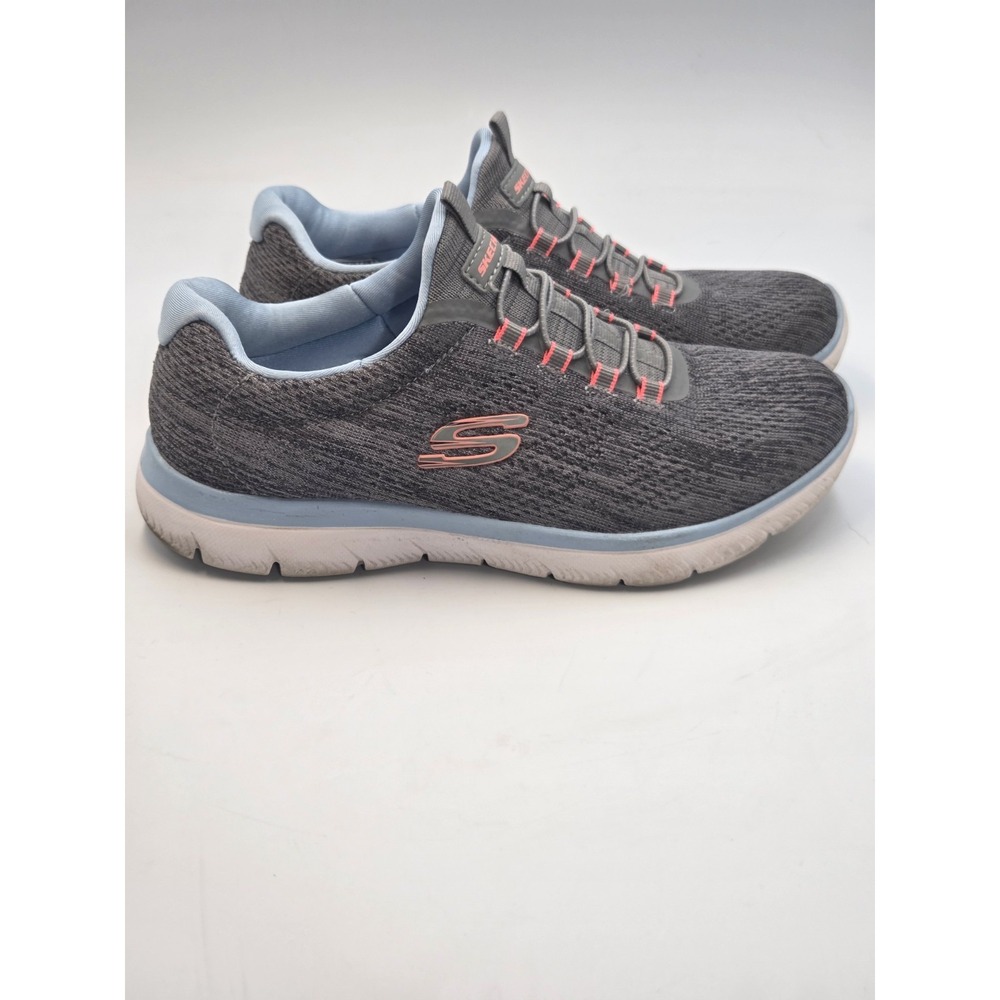 Skechers Summits Fun Flair Sneakers Wide Fit Sz 7 Blue Athletic Slip Ons Shoes